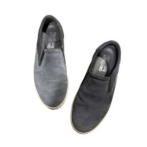Salvatore Ferragamo Dual-Tone Black and Gray Slip-On Sneakers